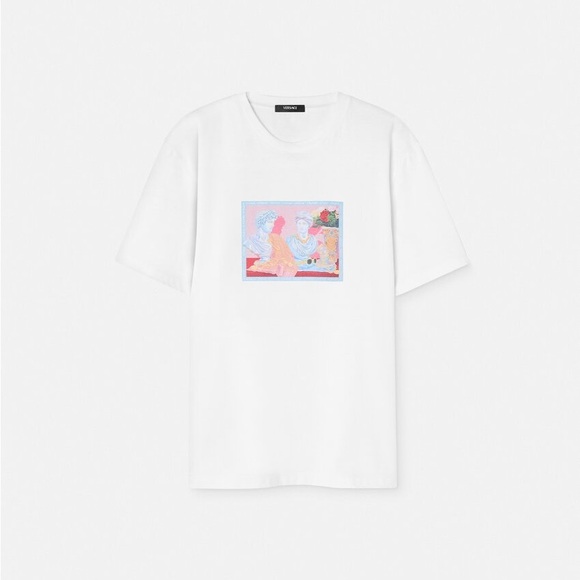 Versace White Short Sleeve Tee with Graphic Design - Picture 1 of 5